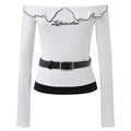 White one shoulder long sleeved top for women