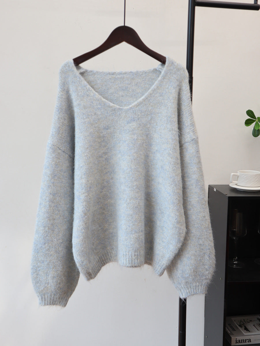 Loose V-neck sweater for women