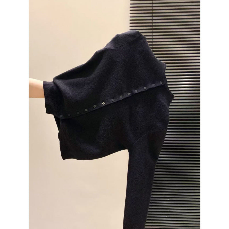 Lazy Style Small Stand Collar Knit Cardigan for Women