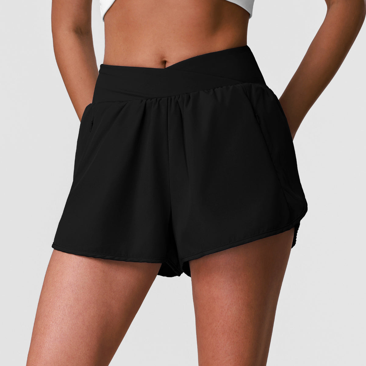 Quick-Dry Athletic Shorts, Cross-Waist Design, Butt-Lifting, Loose-Fit Workout Pants, Running, Training, Yoga Pants, Summer Wear, Outerwear, Anti-See-Through