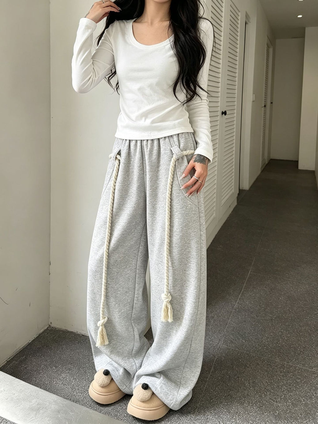Casual Street Style Women's Loose Wide-Leg Sweatpants Fashionable Spring and Autumn High Street Sporty Pants