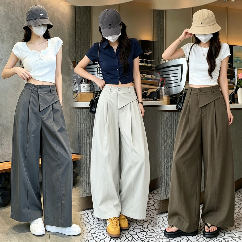 Casual Loose Wide-Leg Pants with Elastic Waistband, Breathable and Stylish Trousers for Everyday Wear