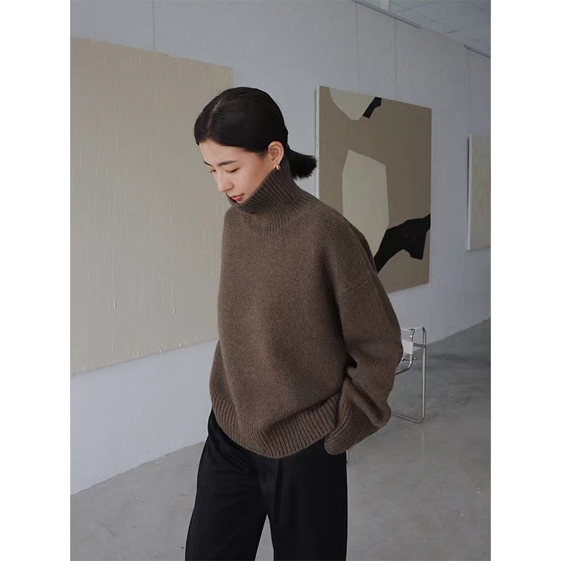 Women's autumn and winter high neck sweater with thickened pullover