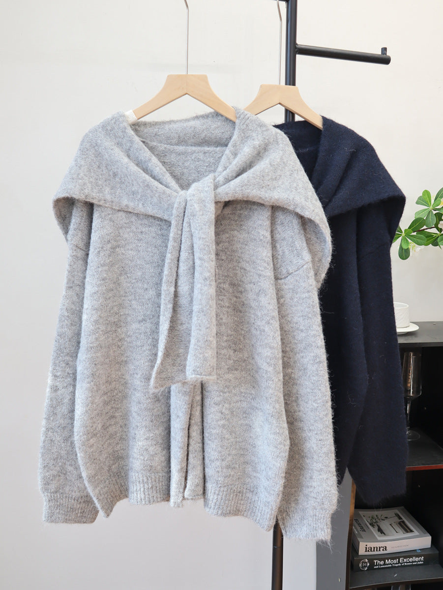 Loose shawl two-piece sweater set