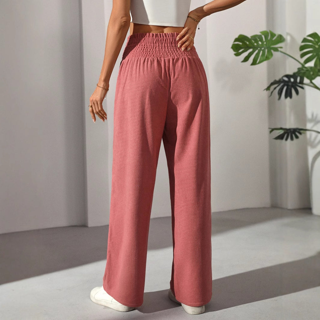 Wide solid color high waisted pants