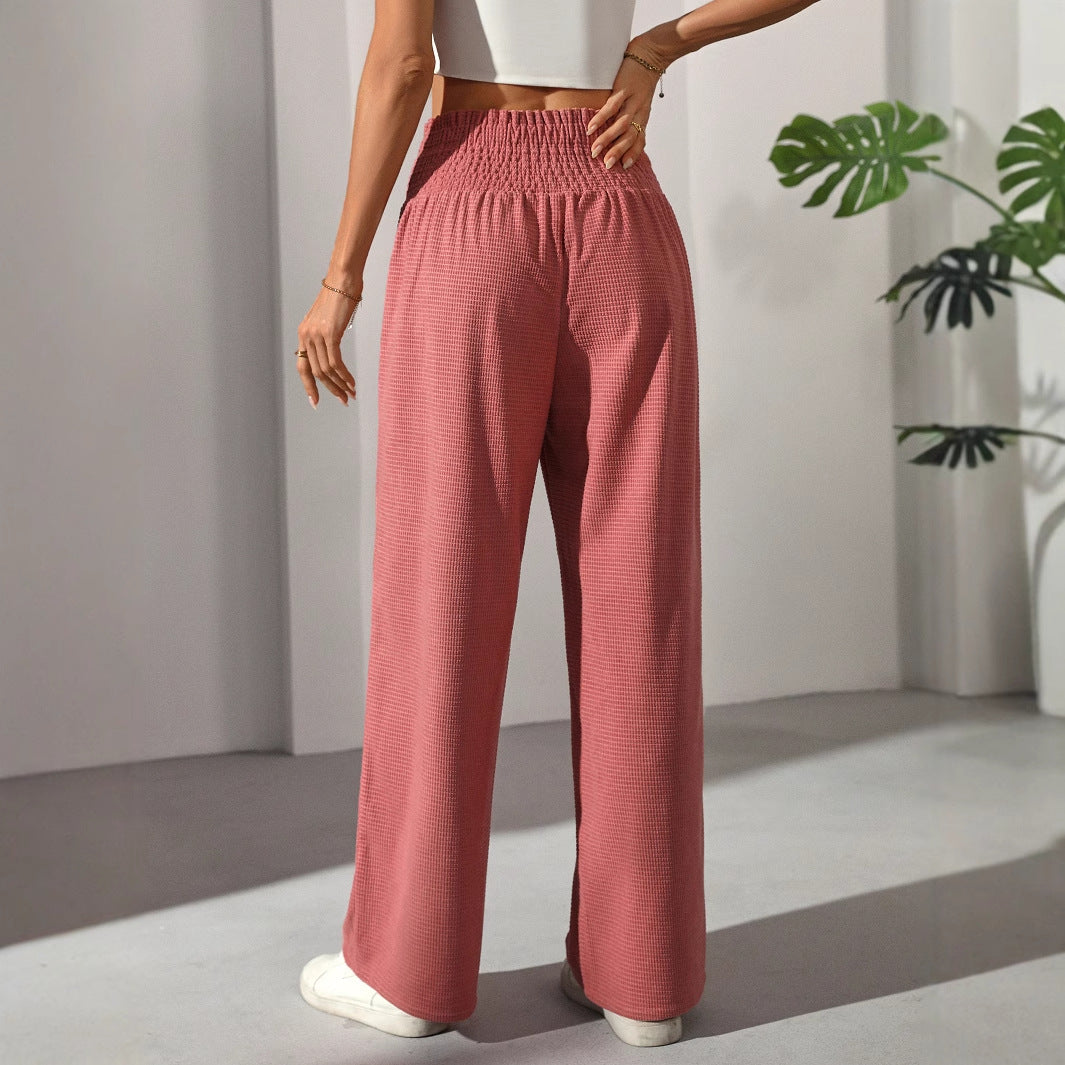 Wide solid color high waisted pants