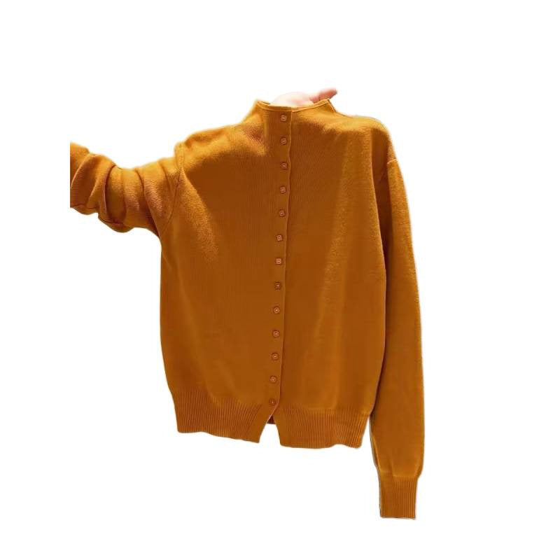 Lazy Style Small Stand Collar Knit Cardigan for Women
