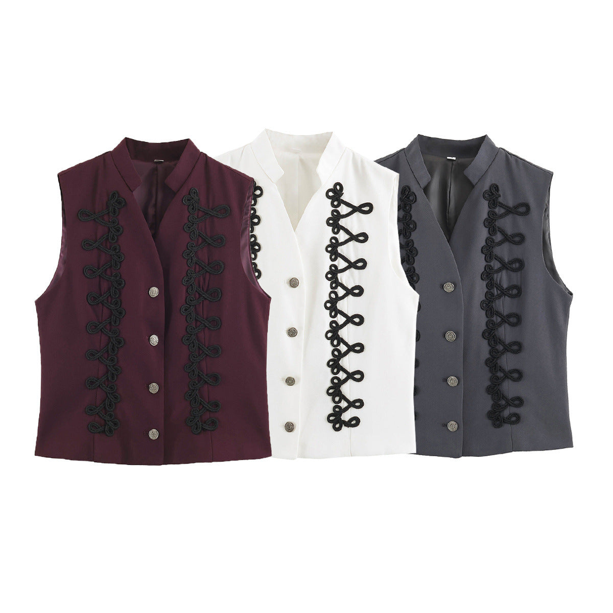 Knot wrapped flower sleeve buckle sleeveless vest women
