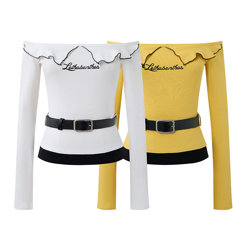 White one shoulder long sleeved top for women