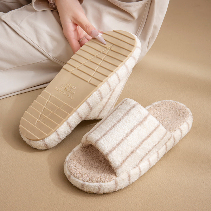 Silent opening slippers for men's home indoor soft thick bottom anti slip floor slippers
