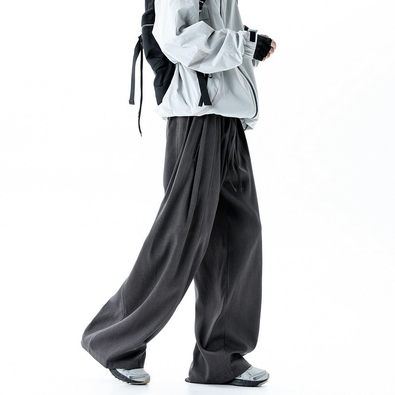 Men's Trousers Spring New Style Straight Loose Wide Leg Casual Long Pants Knife Cut Pants