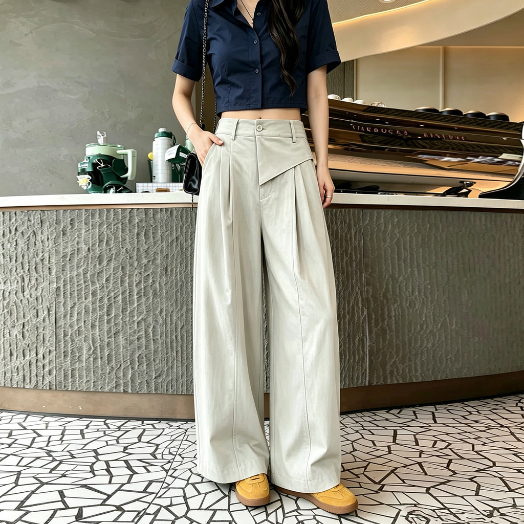 Casual Loose Wide-Leg Pants with Elastic Waistband, Breathable and Stylish Trousers for Everyday Wear