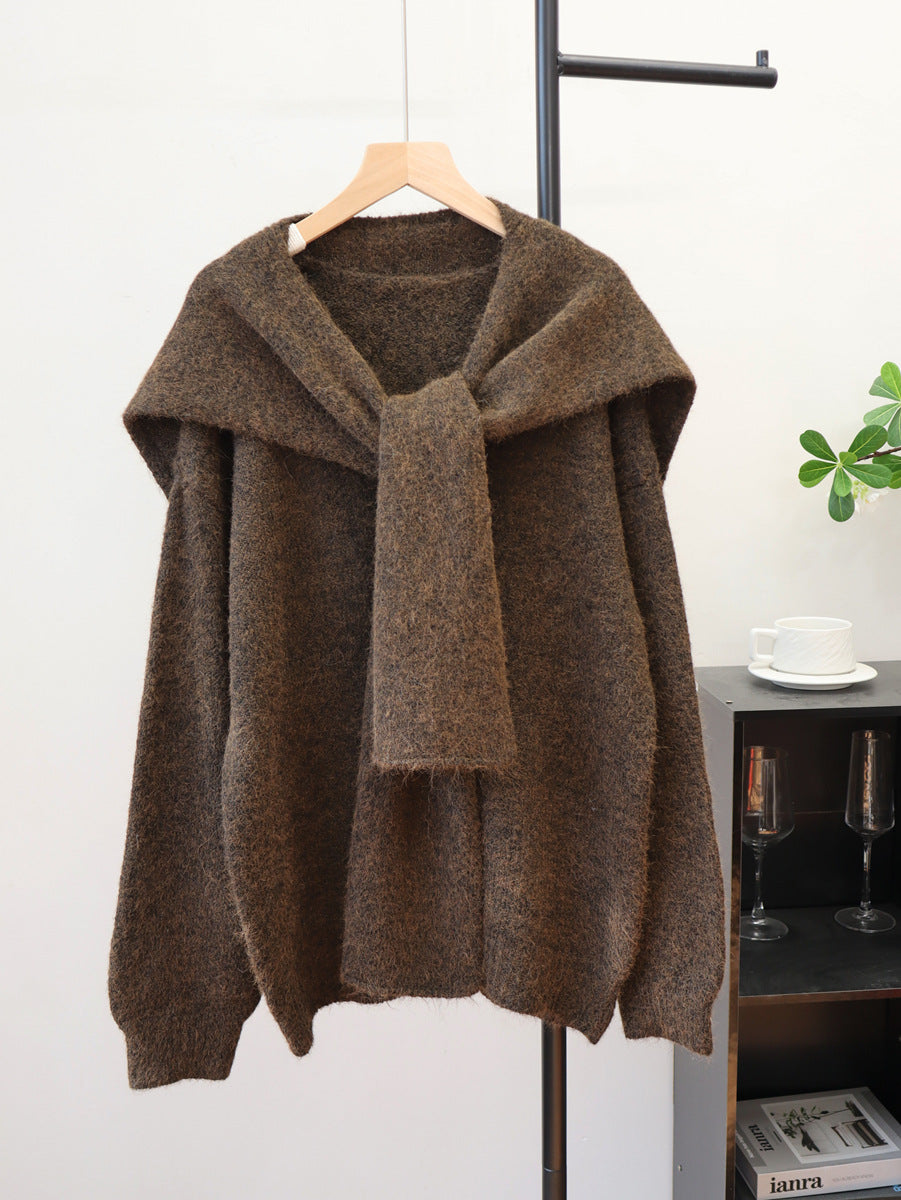 Loose shawl two-piece sweater set