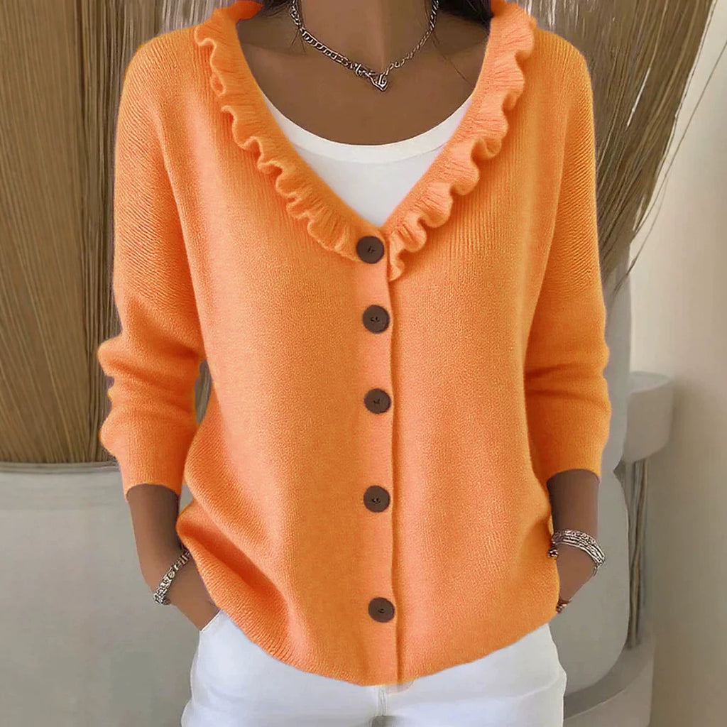 Knitted cardigan casual V-neck sweater jacket for women