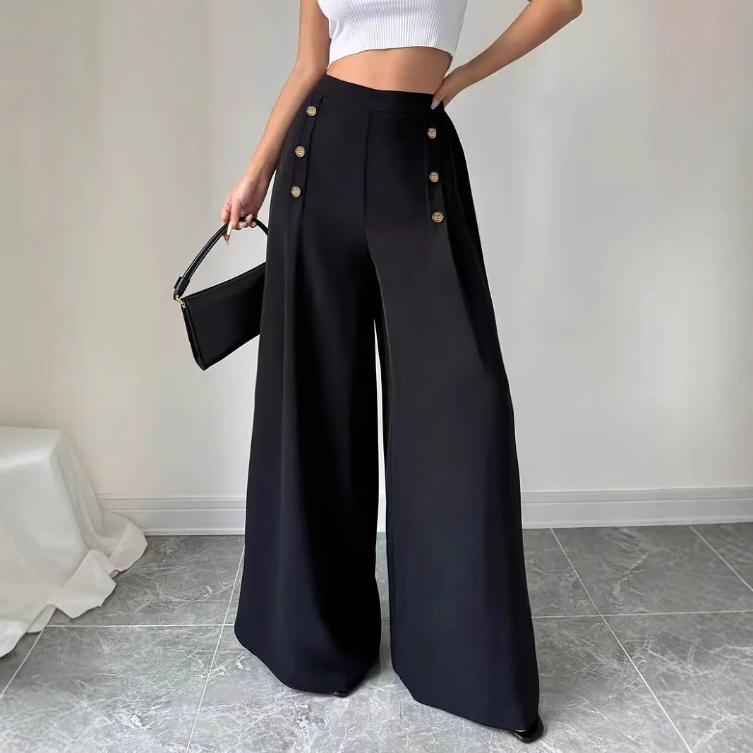 High waisted solid color wide leg long style