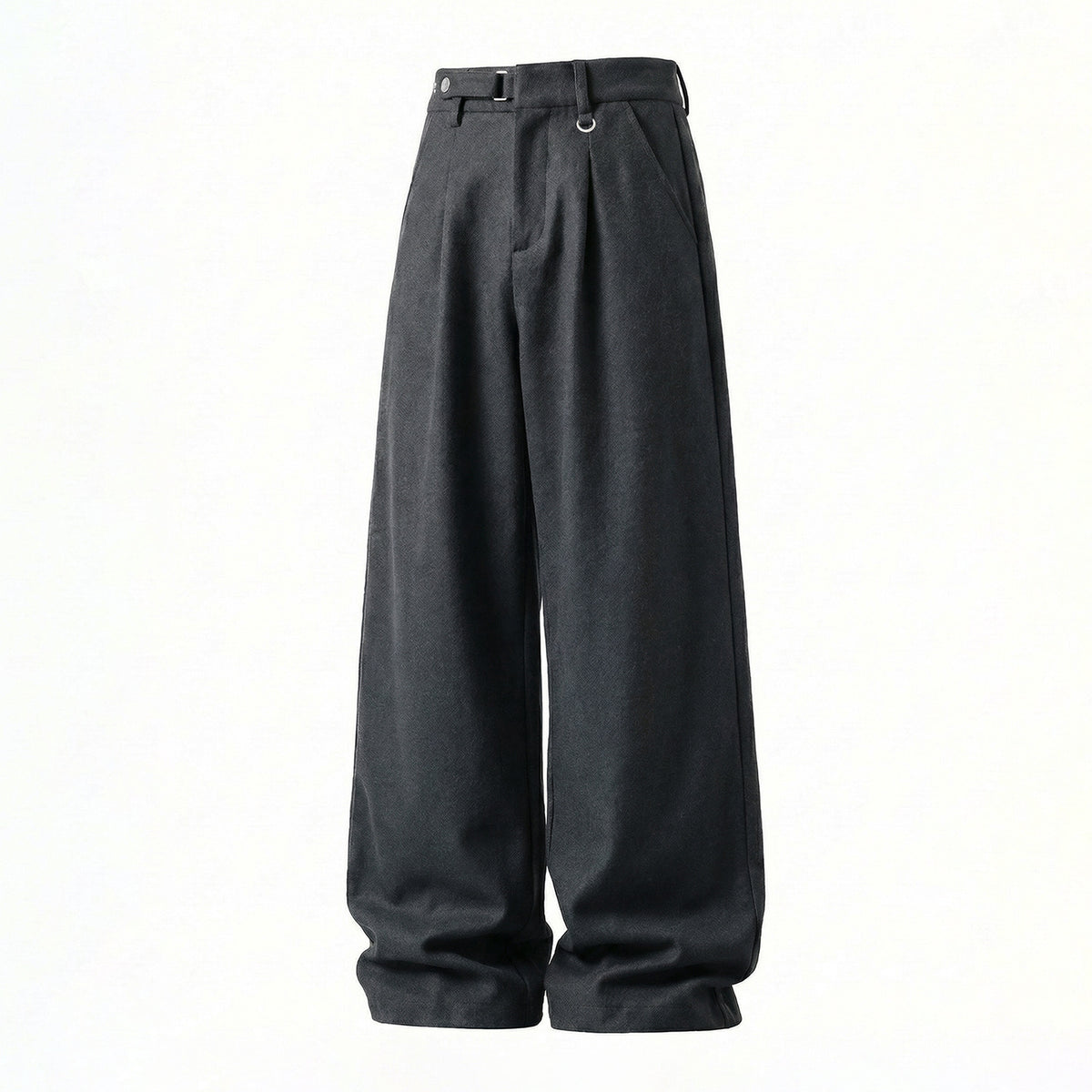 Drapey Trousers for Men, Spring Season, Adjustable Waist, Soft Texture, Loose Fit, Casual Pants with 3D Pleats, Straight Leg Long Trousers