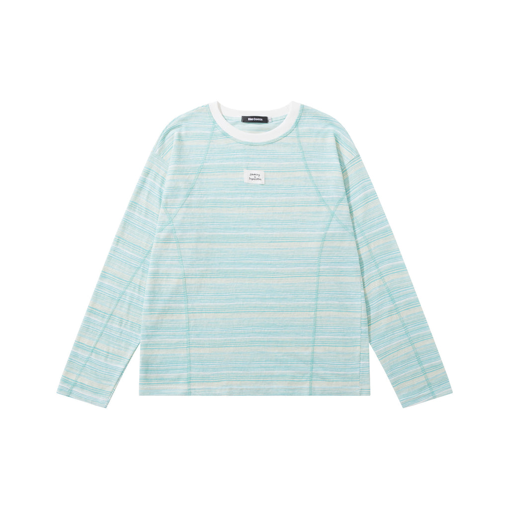 Loose and versatile striped long sleeved T-shirt for women's casual wear