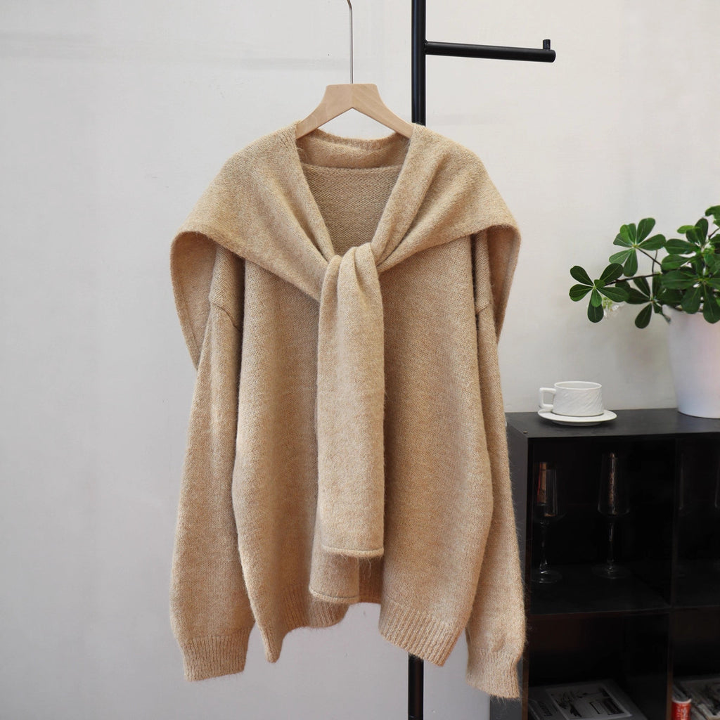 Loose shawl two-piece sweater set