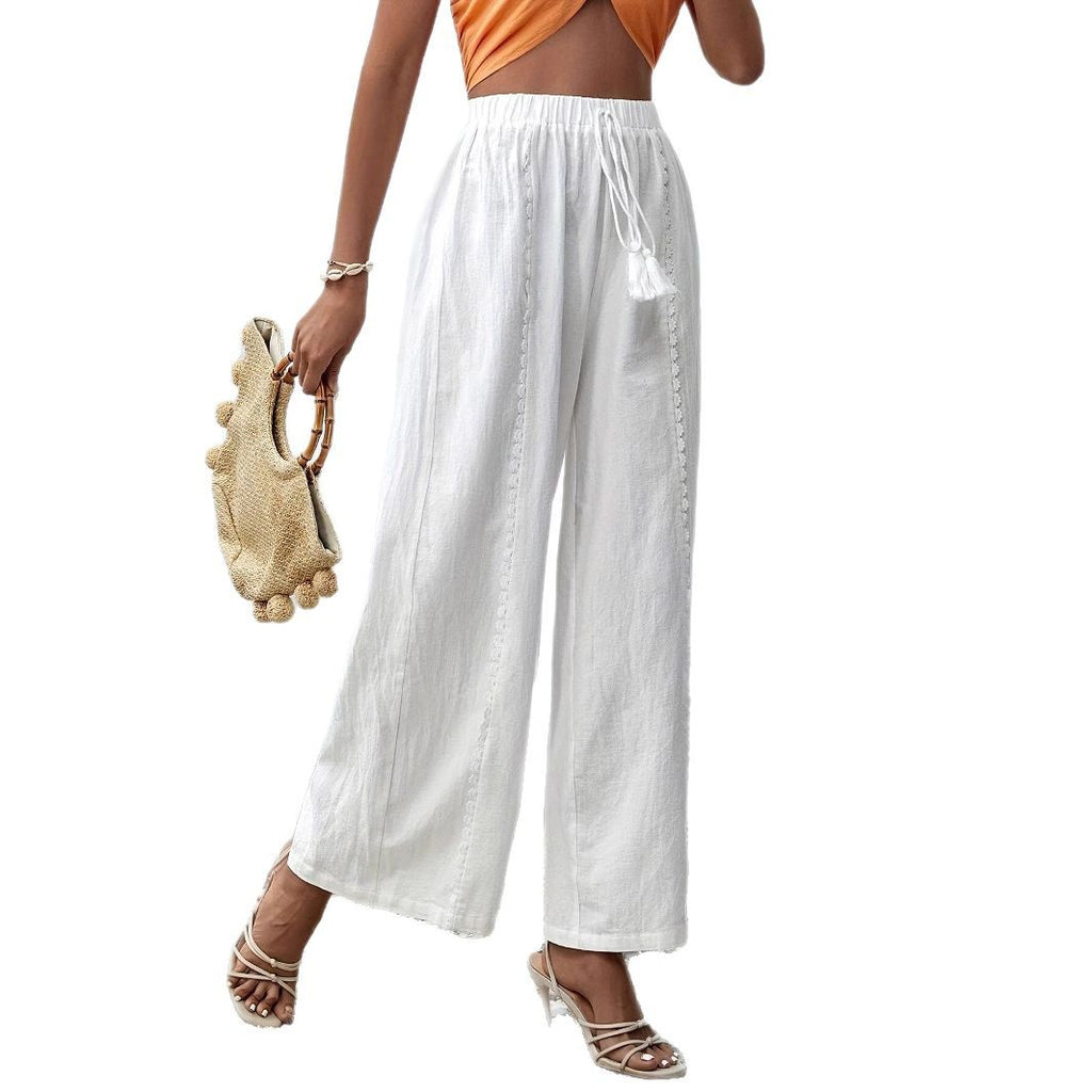 Loose tassel wide leg pants