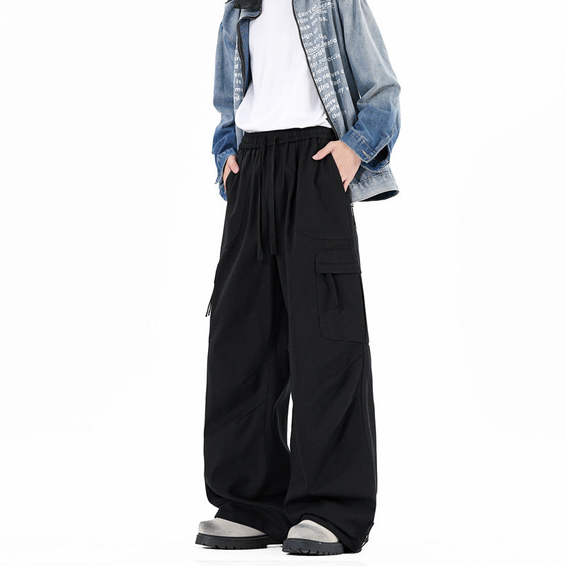 Gray Quick-Dry Cargo Pants for Men, Spring and Autumn New Tactical Style Paratrooper Utility Trousers, Straight-Leg Hiking Pants
