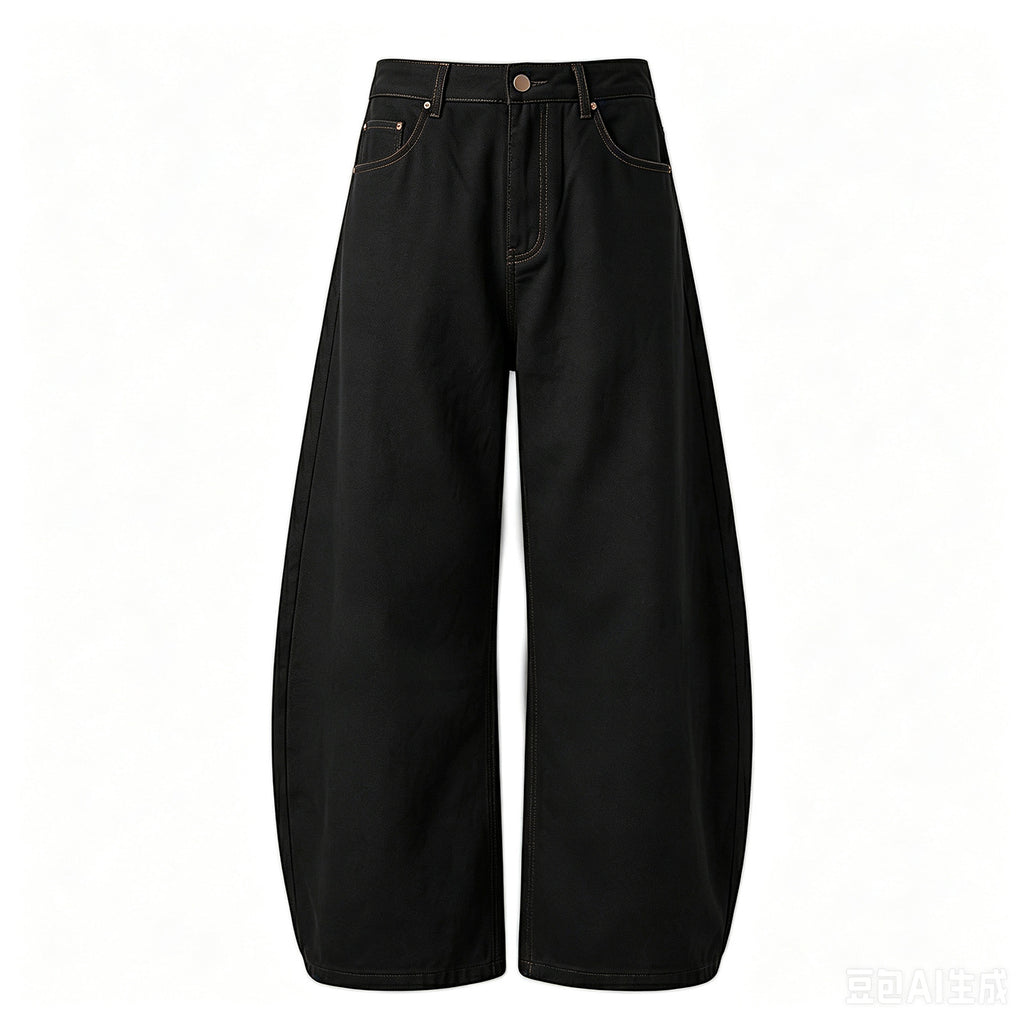 Twill texture knife-cut casual pants for men, autumn straight-leg loose color-blocked topstitching retro long pants