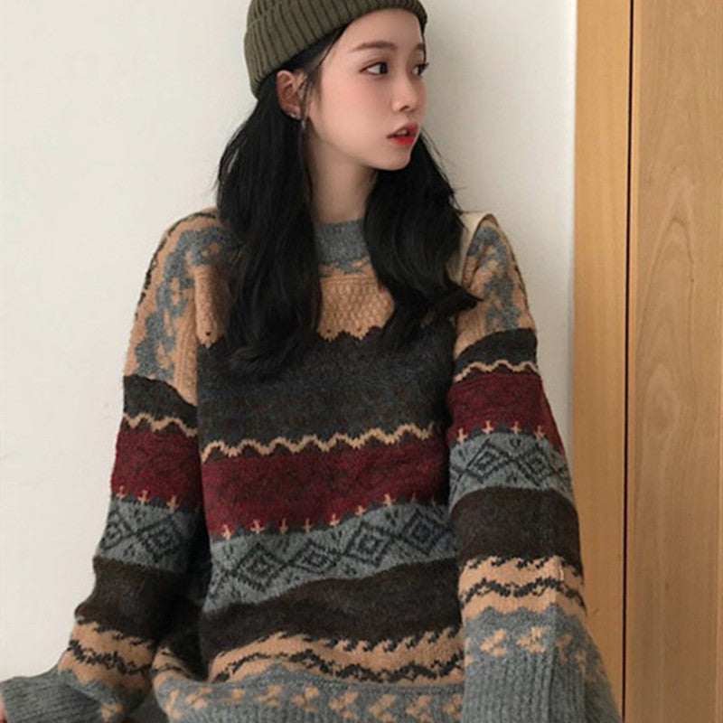 Vintage Fair Island Jacquard Sweater for Women