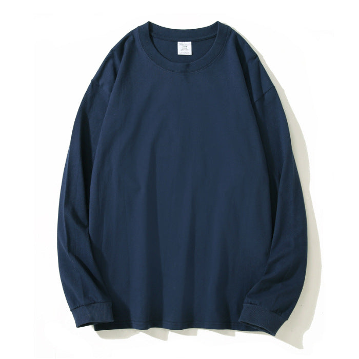 Preppy Style Long Sleeve Crew Neck T-Shirt Women's Oversized Heavyweight Cotton Tee