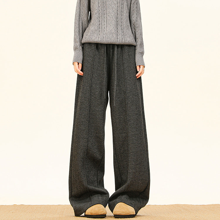 Old Money Style Herringbone Casual Pants Men Autumn Winter New  Vintage Drapey Straight Leg Wide Leg Long Trousers