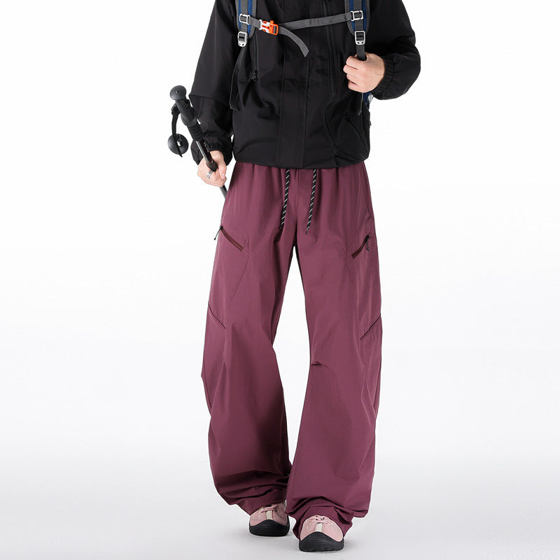 Workwear Pants Men Spring Autumn Trendy Brand Pleated Patchwork Youth Loose Wide Leg Casual Long Pants