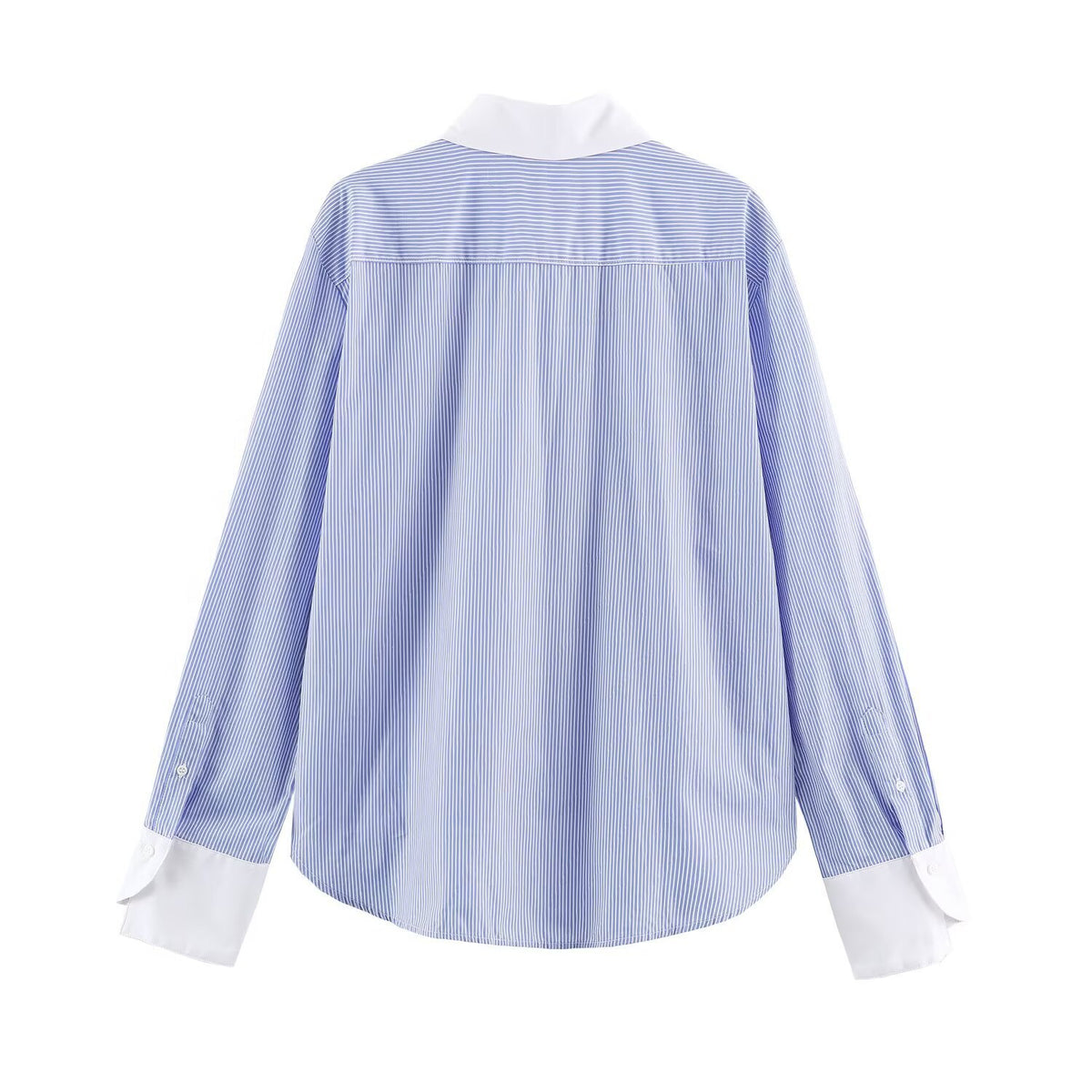 Color blocked lapel striped shirt for women