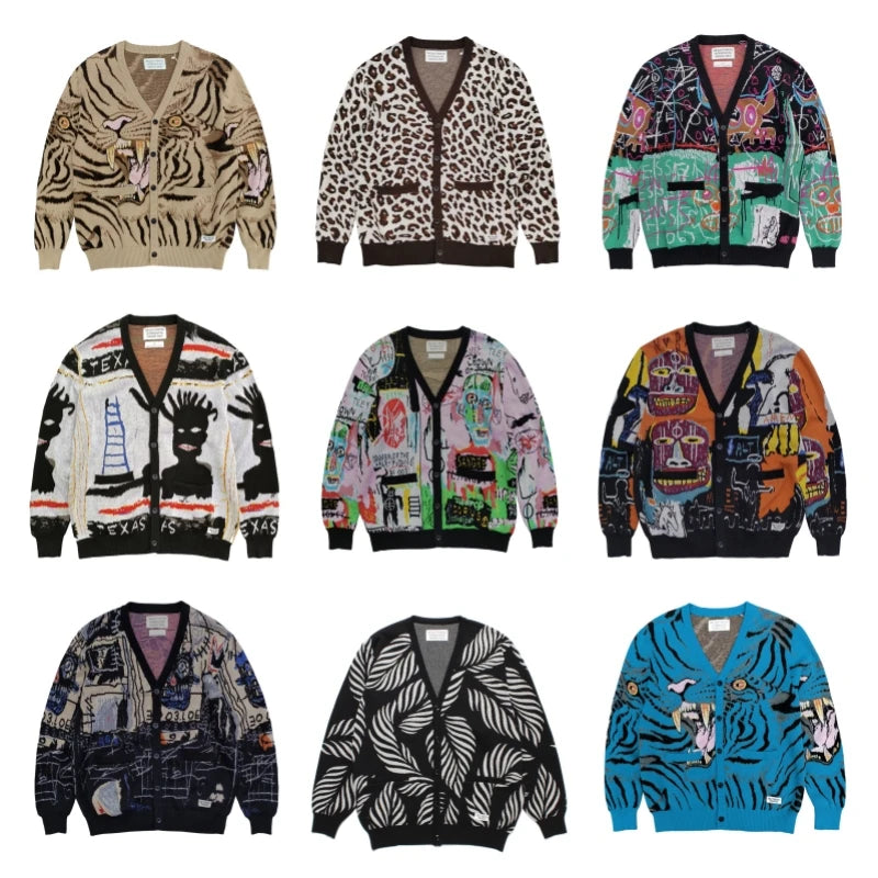 Sweaters Best Quality Knitted Jacquard V-neck Cardigan Mens Womens Loose Casual Wool jumper