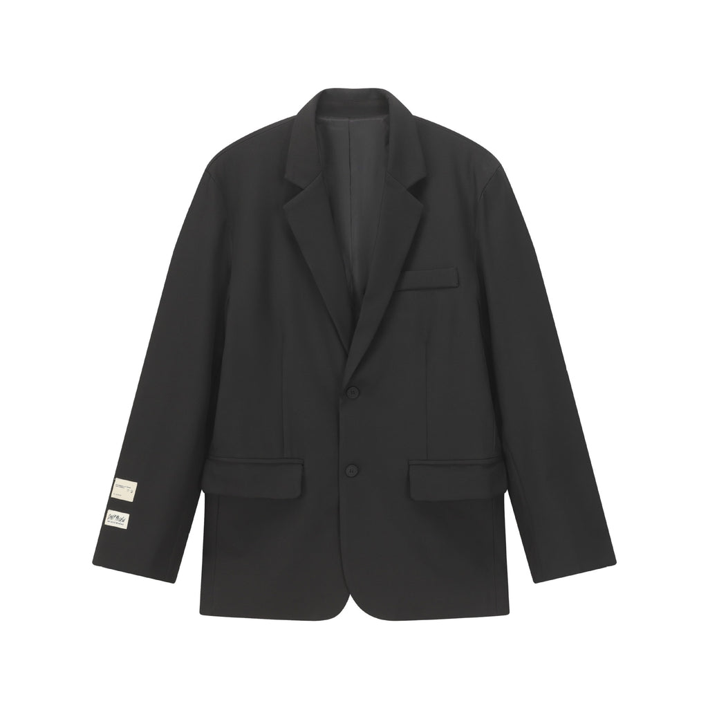 Patchwork Design Long Sleeve Button Closure Notched Collar Loose Fit Blazer for Men and Women