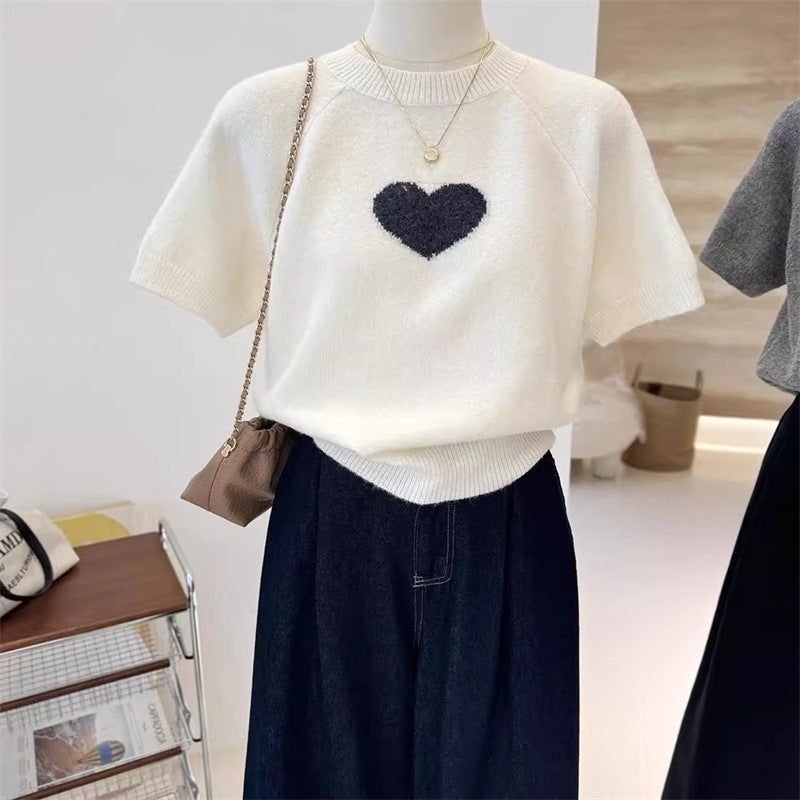 Love short sleeved knitted t-shirt French style