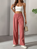 Wide solid color high waisted pants