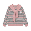 Striped button shawl jacket