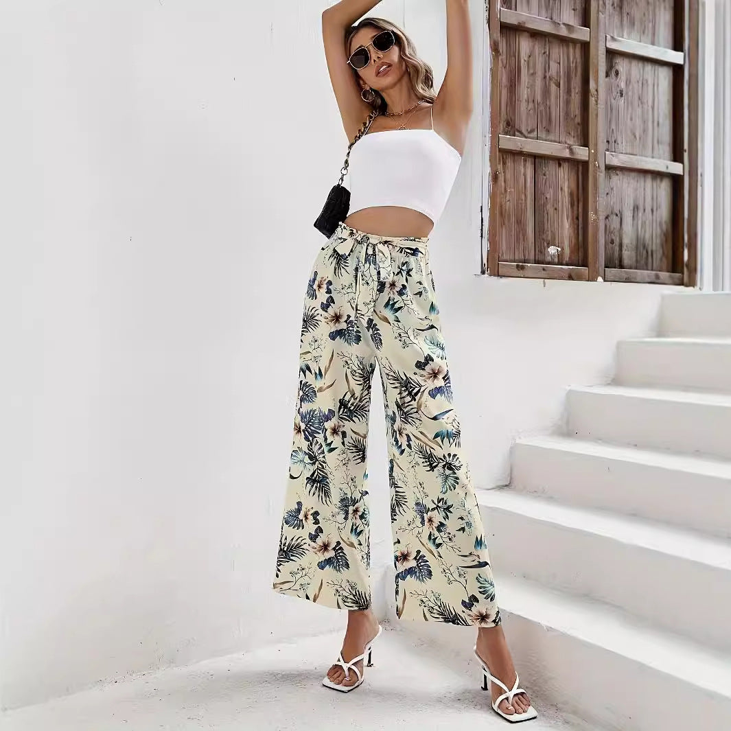 Lace up wide leg pants