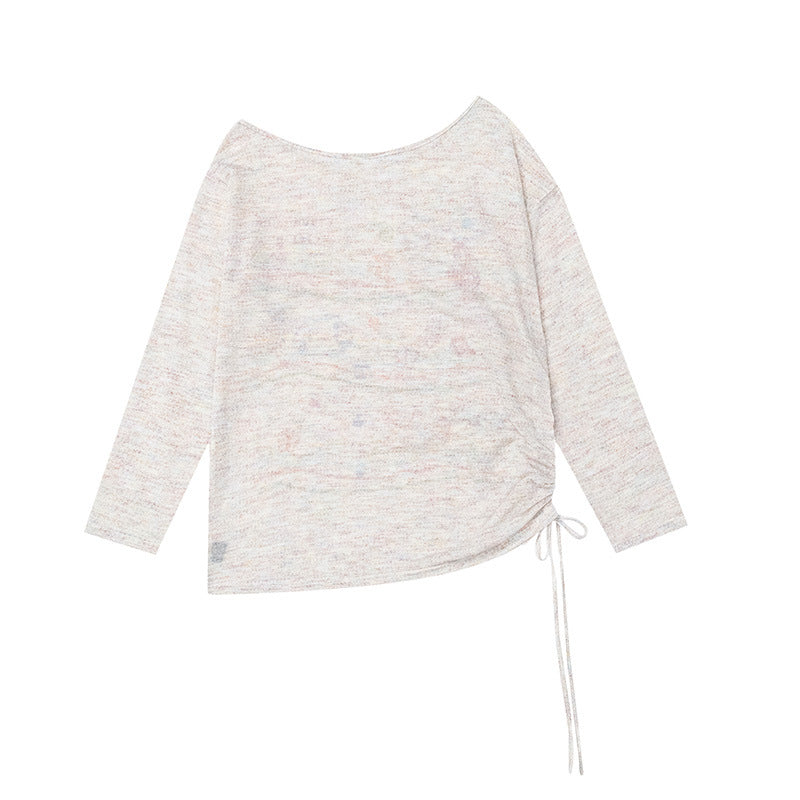 Printed off shoulder long sleeved T-shirt for women