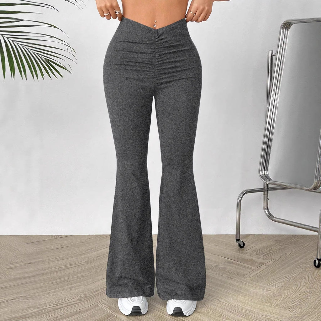 V-shaped waist slimming elastic pants