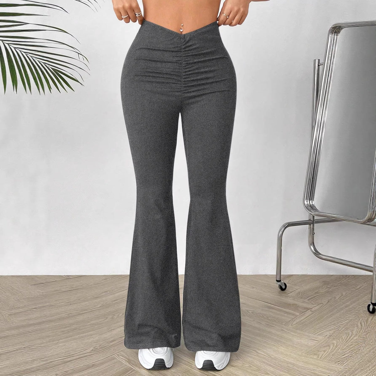 V-shaped waist slimming elastic pants