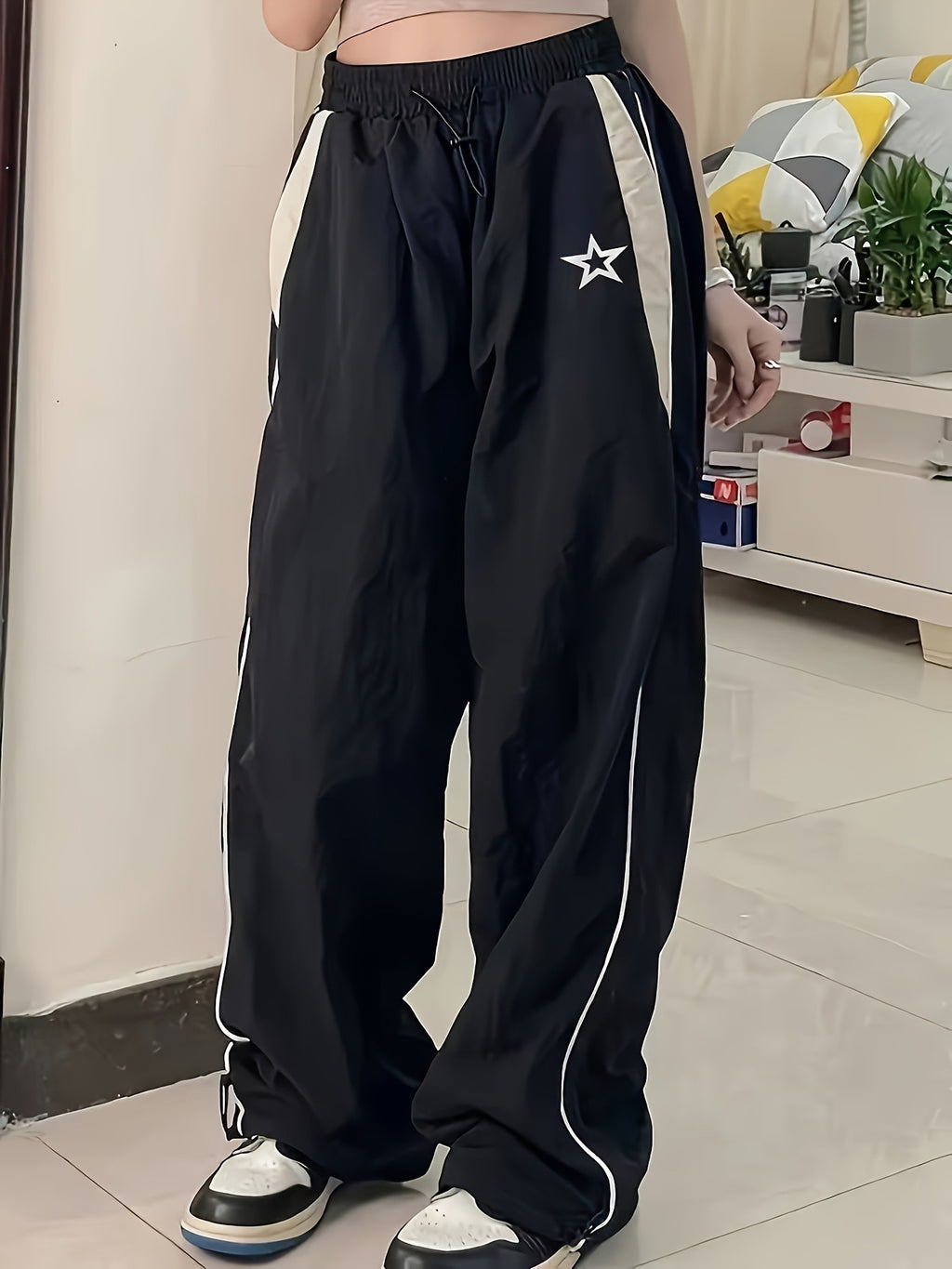 Loose high waisted drawstring pants