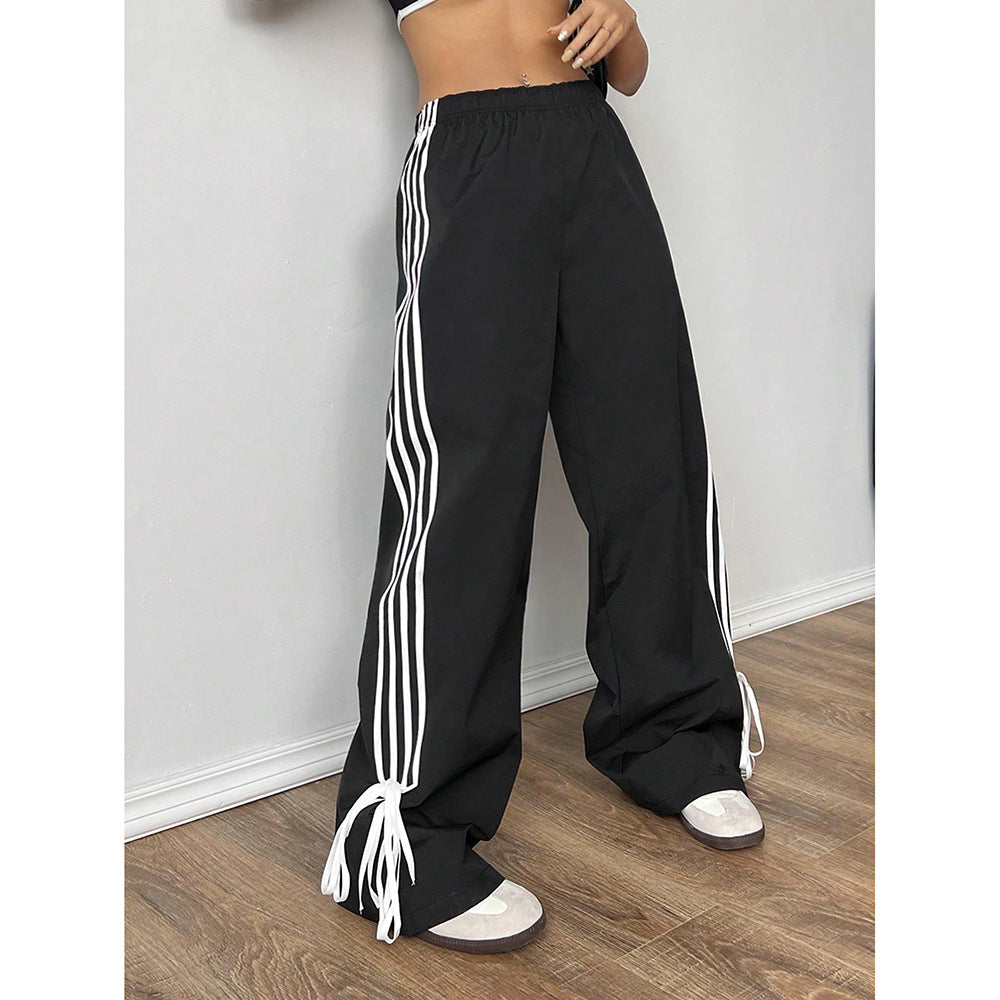 Fashion Casual Color-Block Wide-Leg Pants for Women High-Waisted Loose Fit Spring Style