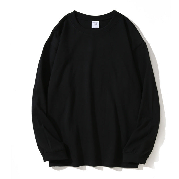 Preppy Style Long Sleeve Crew Neck T-Shirt Women's Oversized Heavyweight Cotton Tee