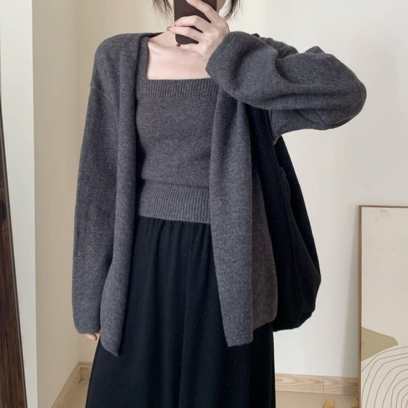 Sleeveless Tank Top Two-Piece Set, Elegant and Youthful Sweater