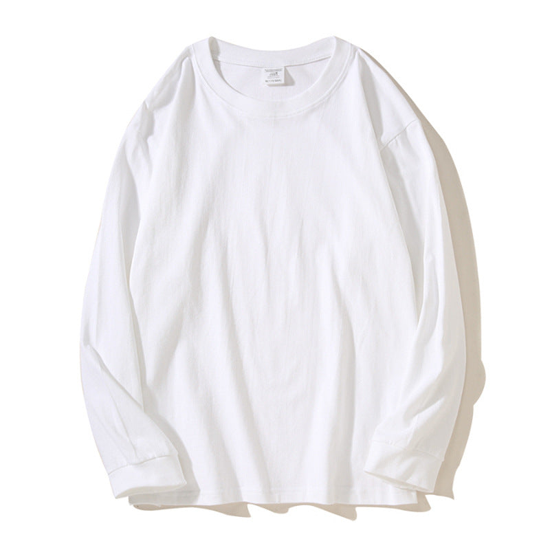 Preppy Style Long Sleeve Crew Neck T-Shirt Women's Oversized Heavyweight Cotton Tee