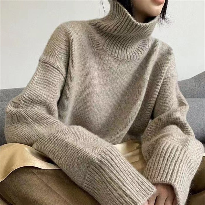 Women's autumn and winter high neck sweater with thickened pullover