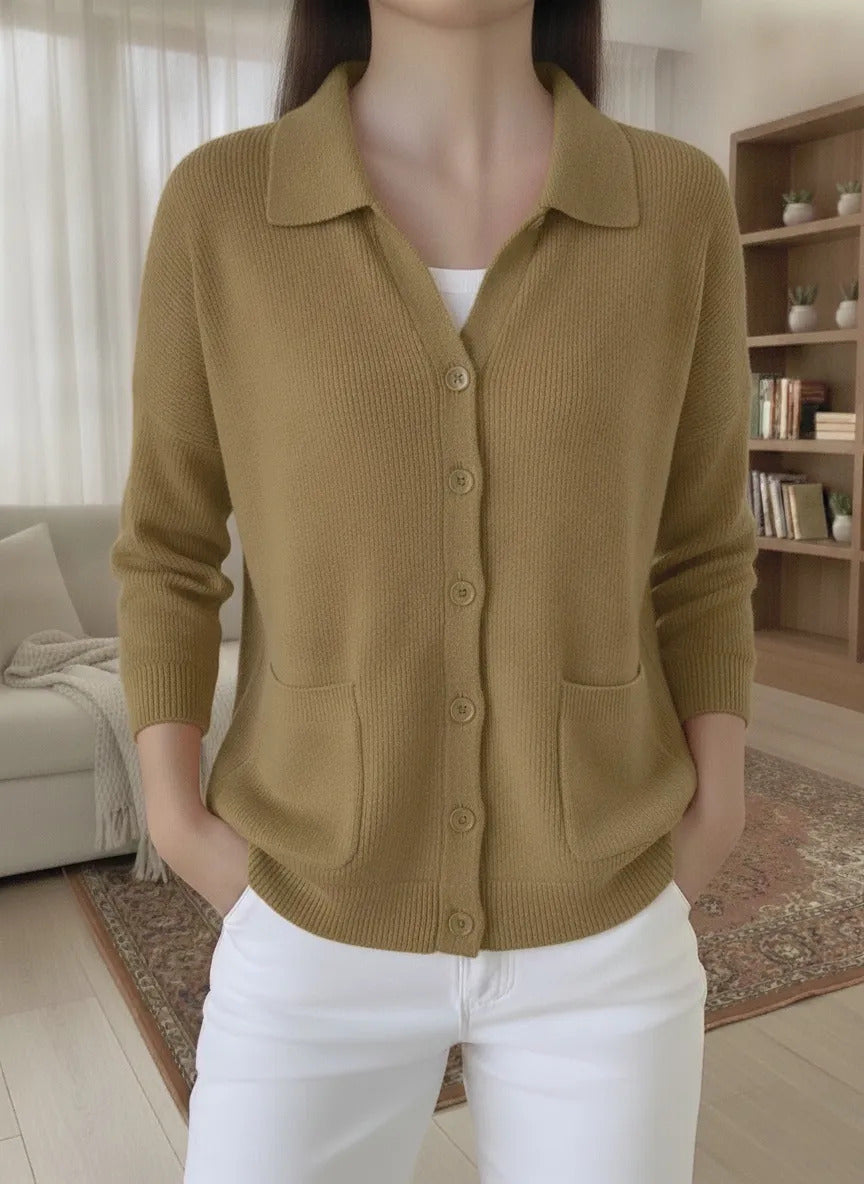 Knitted cardigan button women's sweater jacket for autumn and winter