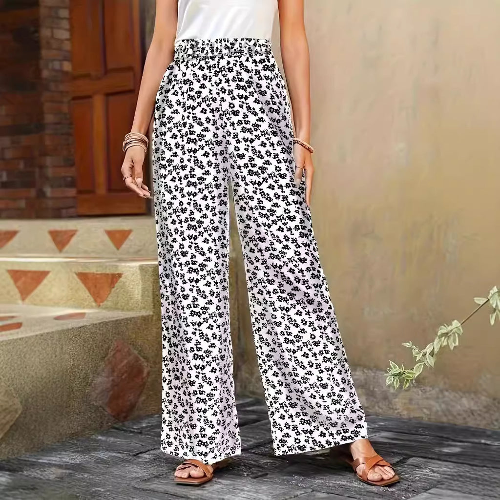High waisted floral print loose wide leg pants