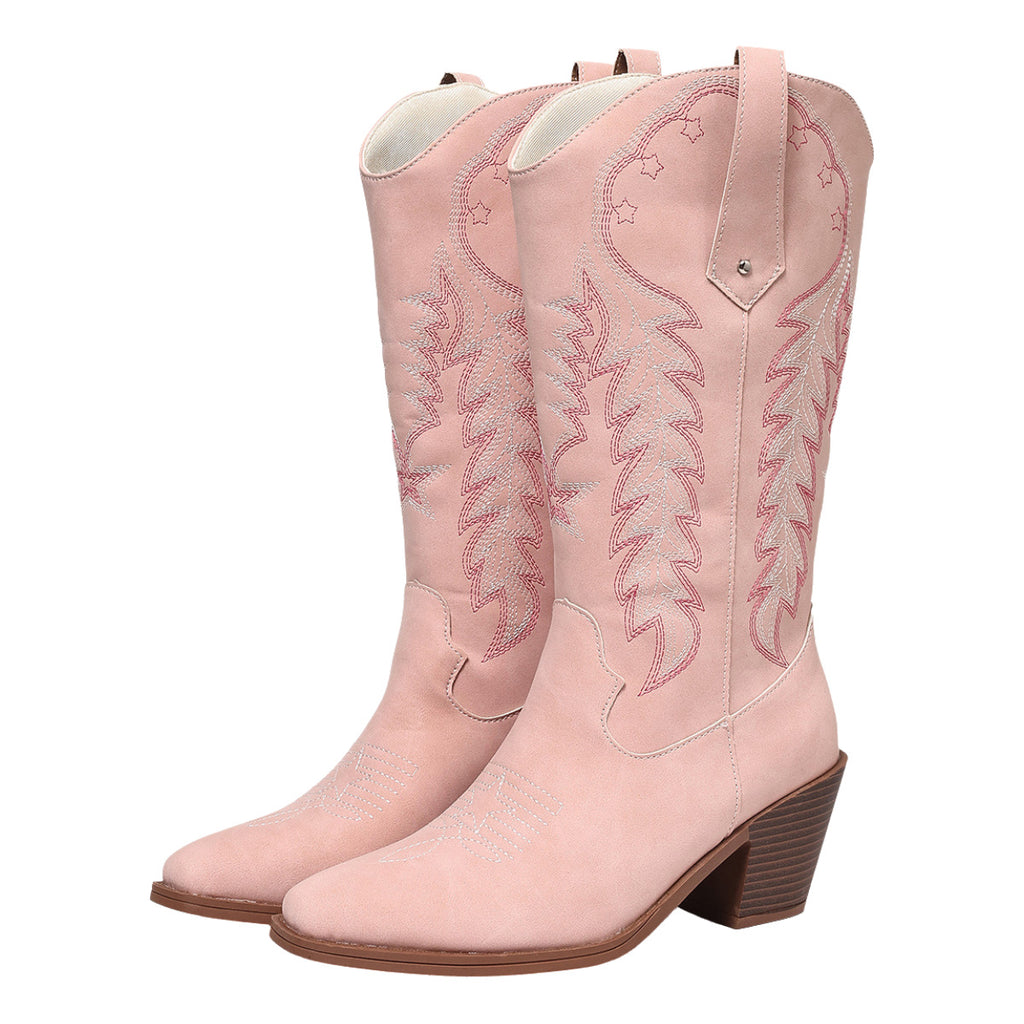 Straight-Cut Slim Knight Boots with High Heel, High Shaft, Thick Sole FashionableTrendy and Versatile Women's Boots