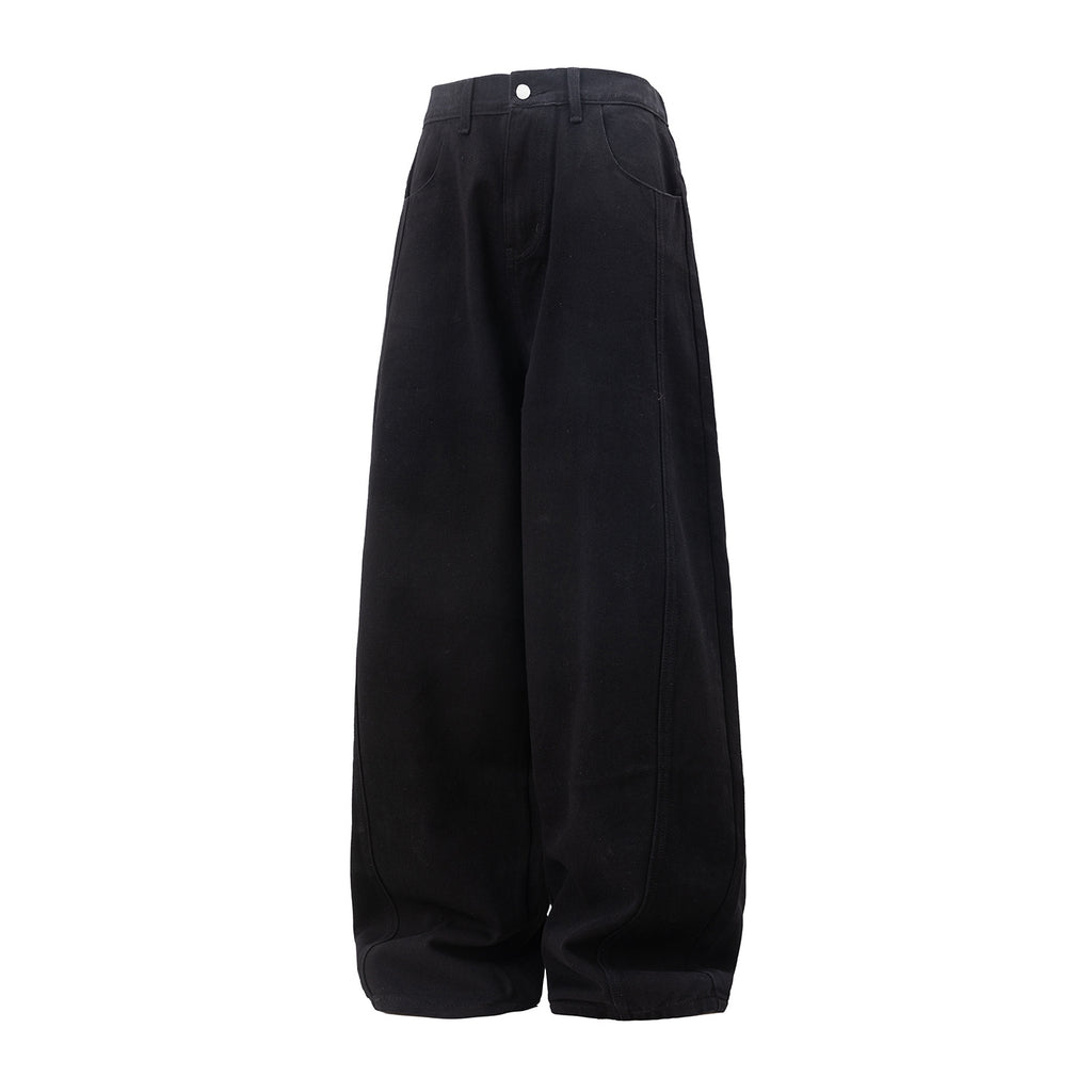 Vintage Washed Oversized Denim Pants Men Split Structure Knife Pants Trendy Loose Long Pants