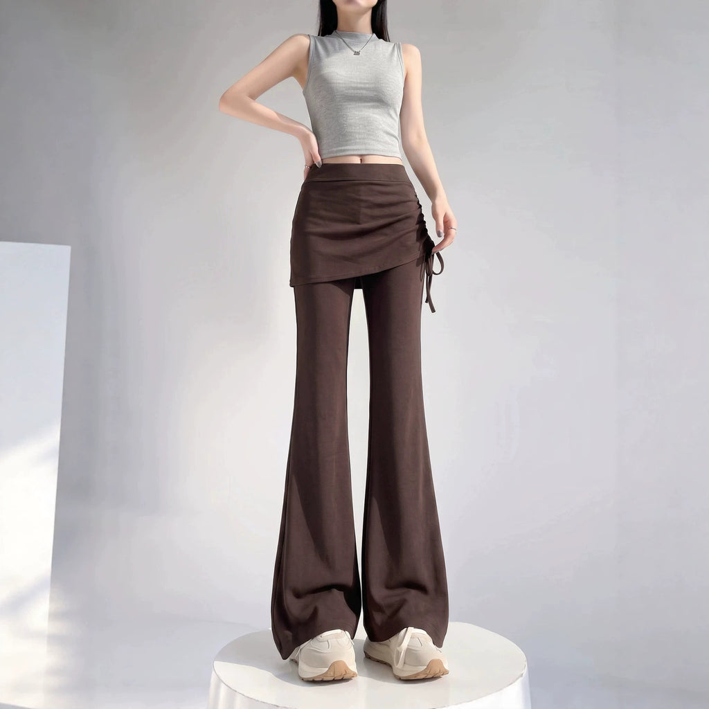 Gray Fake Two-Piece Flared Yoga Pants for Women, Outer Wear, Autumn New Style, Pilates Training, Fitness Exercise Long Pants
